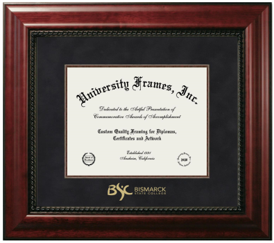 Bismarck State College Diploma Frame in Executive with Mahogany Fillet with Black Suede Mat for document: 8 1/2"h x 11"w  