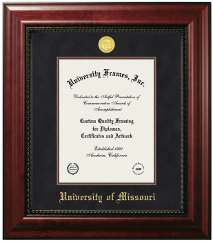 University of Missouri Diploma Frame in Executive with Mahogany Fillet with Black Mat for  11"H X 8 1/2"W  