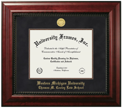 Western Michigan University Thomas M. Cooley Law School Diploma Frame in Executive with Mahogany Fillet with Black Mat for DOCUMENT: 8 1/2"H X 11"W  