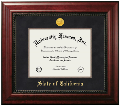State of California Diploma Frame in Executive with Mahogany Fillet with Black Mat for DOCUMENT: 8 1/2"H X 11"W  