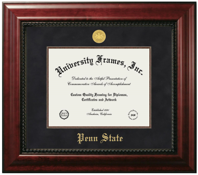 Penn State Diploma Frame in Executive with Mahogany Fillet with Black Mat for DOCUMENT: 8 1/2"H X 11"W  