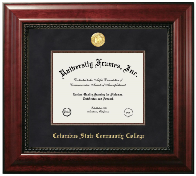 Diploma Frame in Executive with Mahogany Fillet with Black Suede Mat for DOCUMENT: 7"H X 9"W  