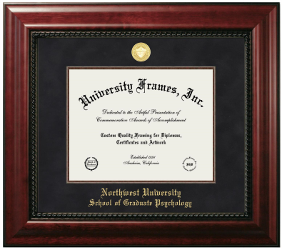 Northwest University School of Graduate Psychology Diploma Frame in Executive with Mahogany Fillet with Black Suede Mat for DOCUMENT: 8 1/2"H X 11"W  
