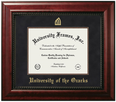 University of the Ozarks Diploma Frame in Executive with Mahogany Fillet with Black Suede Mat for DOCUMENT: 8 1/2"H X 11"W  