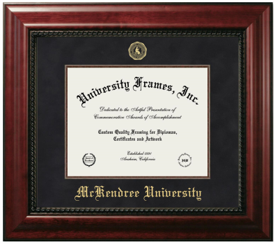 McKendree University Diploma Frame in Executive with Mahogany Fillet with Black Suede Mat for DOCUMENT: 8 1/2"H X 11"W  