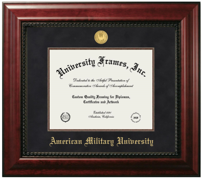 American Military University Diploma Frame in Executive with Mahogany Fillet with Black Mat for DOCUMENT: 8 1/2"H X 11"W  