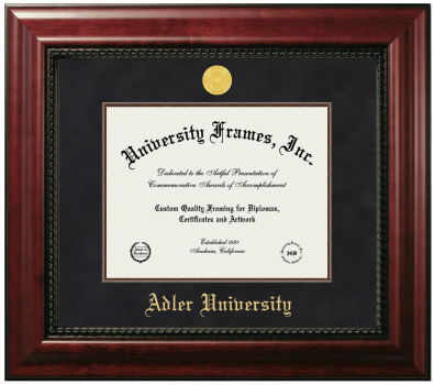 Adler University Diploma Frame in Executive with Mahogany Fillet with Black Mat for DOCUMENT: 8 1/2"H X 11"W  