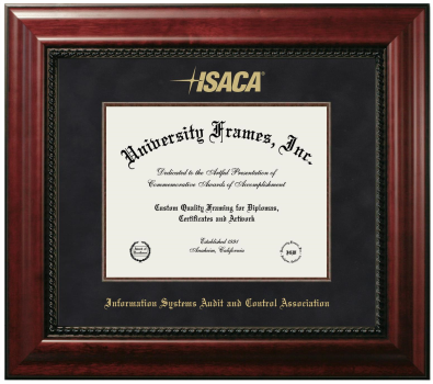 Information Systems Audit and Control Association Diploma Frame in Executive with Mahogany Fillet with Black Suede Mat for DOCUMENT: 8 1/2"H X 11"W  