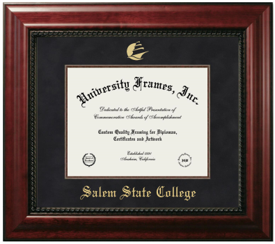Salem State College Diploma Frame in Executive with Mahogany Fillet with Black Suede Mat for document: 8 1/2"h x 11"w  