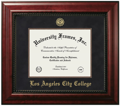Los Angeles City College Diploma Frame in Executive with Mahogany Fillet with Black Suede Mat for document: 8 1/2"h x 11"w  