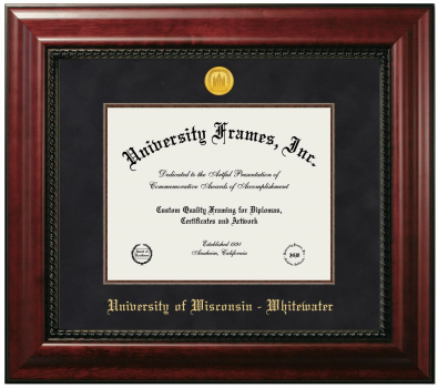 University of Wisconsin - Whitewater Diploma Frame in Executive with Mahogany Fillet with Black Suede Mat for DOCUMENT: 8 1/2"H X 11"W  