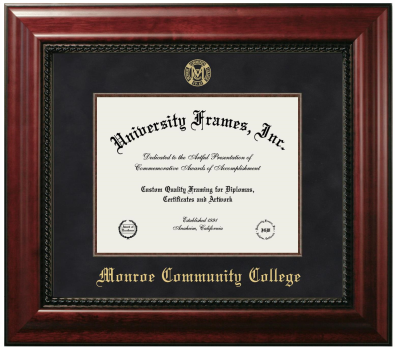 Monroe Community College Diploma Frame in Executive with Mahogany Fillet with Black Suede Mat for document: 8 1/2"h x 11"w  