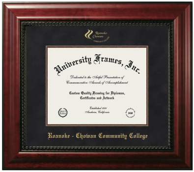 Roanoke - Chowan Community College Diploma Frame in Executive with Mahogany Fillet with Black Suede Mat for document: 8 1/2"h x 11"w  