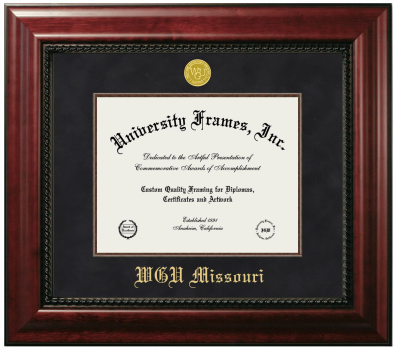 Western Governors University (Missouri) Diploma Frame in Executive with Mahogany Fillet with Black Suede Mat for DOCUMENT: 8 1/2"H X 11"W  