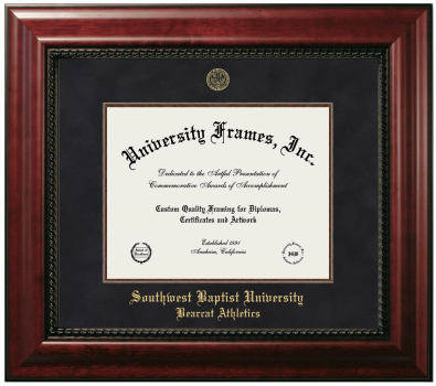 Southwest Baptist University Bearcat Athletics Diploma Frame in Executive with Mahogany Fillet with Black Suede Mat for document: 8 1/2"h x 11"w  