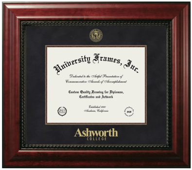 Ashworth College Diploma Frame in Executive with Mahogany Fillet with Black Mat for DOCUMENT: 8 1/2"H X 11"W  