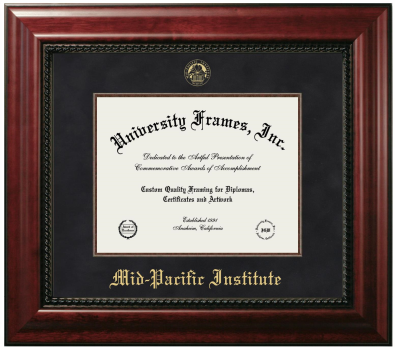 Mid-Pacific Institute Diploma Frame in Executive with Mahogany Fillet with Black Suede Mat for document: 8 1/2"h x 11"w  