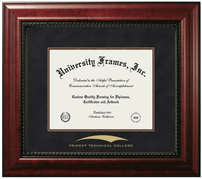 Trident Technical College Diploma Frame in Executive with Mahogany Fillet with Black Suede Mat for document: 8 1/2"h x 11"w  