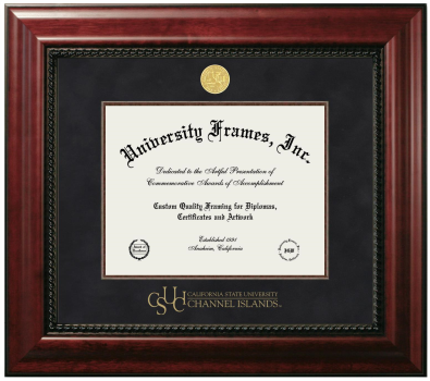 California State University, Channel Islands Diploma Frame in Executive with Mahogany Fillet with Black Suede Mat for document: 8 1/2"h x 11"w  