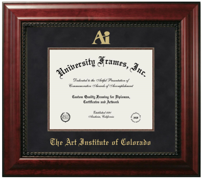 Art Institute of Colorado Diploma Frame in Executive with Mahogany Fillet with Black Suede Mat for DOCUMENT: 8 1/2"H X 11"W  