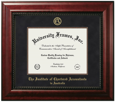 Institute of Chartered Accountants in Australia Diploma Frame in Executive with Mahogany Fillet with Black Mat for DOCUMENT: 8 1/2"H X 11"W  