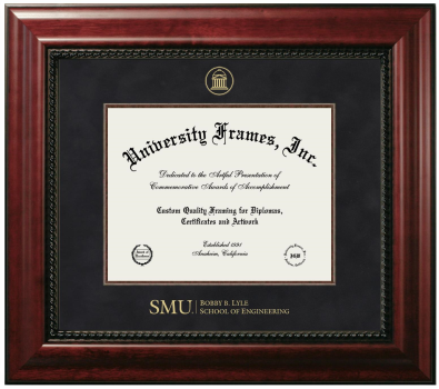 Southern Methodist University Bobby B. Lyle School of Engineering Diploma Frame in Executive with Mahogany Fillet with Black Suede Mat for DOCUMENT: 8 1/2"H X 11"W  