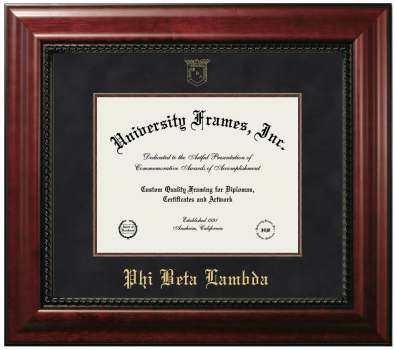 Phi Beta Lambda Diploma Frame in Executive with Mahogany Fillet with Black Suede Mat for DOCUMENT: 8 1/2"H X 11"W  