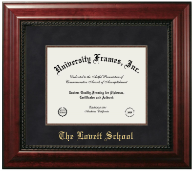 Lovett School Diploma Frame in Executive with Mahogany Fillet with Black Suede Mat for document: 8 1/2"h x 11"w  