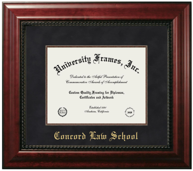 Concord Law School Diploma Frame in Executive with Mahogany Fillet with Black Suede Mat for document: 8 1/2"h x 11"w  