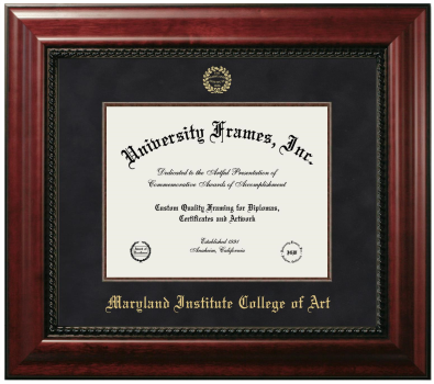 Maryland Institute College of Art Diploma Frame in Executive with Mahogany Fillet with Black Suede Mat for DOCUMENT: 8 1/2"H X 11"W  