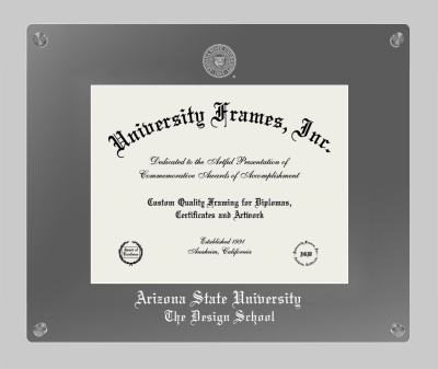 Arizona State University The Design School Lucent Clear-over-Smoke Frame in Lucent Smoke Moulding with Lucent Smoke Mat for DOCUMENT: 8 1/2"H X 11"W  