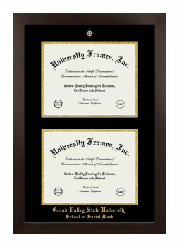Grand Valley State University School of Social Work Double Degree (Stacked) Frame in Manhattan Espresso with Black & Gold Mats for document: 8 1/2"h x 11"w  , document: 8 1/2"h x 11"w  