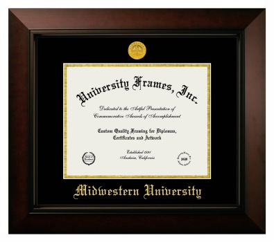 Midwestern University (Downers Grove, IL) Diploma Frame in Legacy Black Cherry with Black & Gold Mats for DOCUMENT: 8 1/2"H X 11"W  