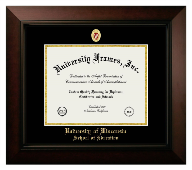 University of Wisconsin (Madison) School of Education Diploma Frame in Legacy Black Cherry with Black & Gold Mats for document: 8 1/2"h x 11"w  