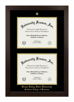 Grand Valley State University Seidman College of Business Double Degree (Stacked) Frame in Manhattan Espresso with Black & Gold Mats for document: 8 1/2"h x 11"w  , document: 8 1/2"h x 11"w  