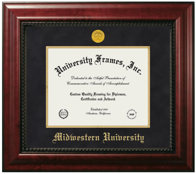 Midwestern University (Glendale, AZ) Diploma Frame in Executive with Gold Fillet with Black Suede Mat for DOCUMENT: 8 1/2"H X 11"W  