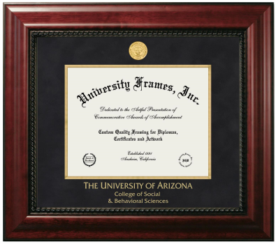 University of Arizona College of Social and Behavioral Sciences Diploma Frame in Executive with Gold Fillet with Black Suede Mat for document: 8 1/2"h x 11"w  