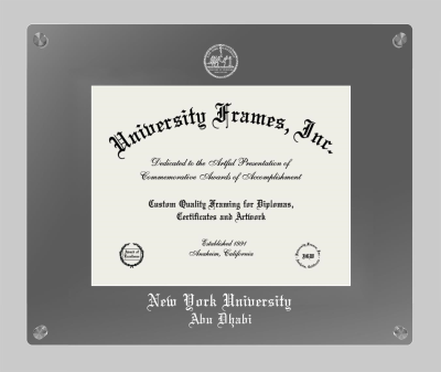 New York University Abu Dhabi Lucent Clear-over-Smoke Frame in Lucent Smoke Moulding with Lucent Smoke Mat for document: 8 1/2"h x 11"w  