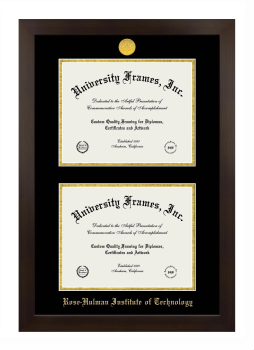 Rose-Hulman Institute of Technology Double Degree (Stacked) Frame in Manhattan Espresso with Black & Gold Mats for document: 8 1/2"h x 11"w  , document: 8 1/2"h x 11"w  
