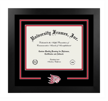California State University, Chico School of Nursing Logo Mat Frame in Manhattan Black with Black & Red Mats for document: 8 1/2"h x 11"w  