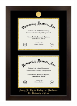 Henry B. Tippie College of Business University of Iowa Double Degree (Stacked) Frame in Manhattan Espresso with Black & Gold Mats for document: 8 1/2"h x 11"w  , document: 8 1/2"h x 11"w  