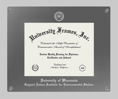 University of Wisconsin (Madison) Gaylord Nelson Institute for Environmental Studies Lucent Clear-over-Smoke Frame in Lucent Smoke Moulding with Lucent Smoke Mat for document: 8 1/2"h x 11"w  