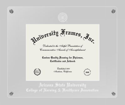 Arizona State University College of Nursing & Healthcare Innovation Lucent Clear-over-Clear Frame in Lucent Clear Moulding with Lucent Clear Mat for DOCUMENT: 8 1/2"H X 11"W  