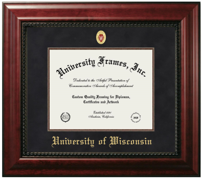 University of Wisconsin (Madison) Diploma Frame in Executive with Mahogany Fillet with Black Suede Mat for DOCUMENT: 8 1/2"H X 11"W  