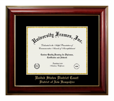United States District Court District of New Hampshire Diploma Frame in Classic Mahogany with Gold Trim with Black & Gold Mats for document: 8 1/2"h x 11"w  