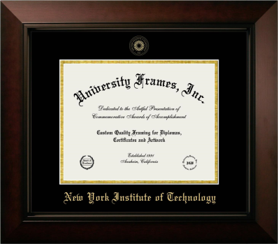 New York Institute of Technology Diploma Frame in Legacy Black Cherry with Black & Gold Mats for DOCUMENT: 8 1/2"H X 11"W  
