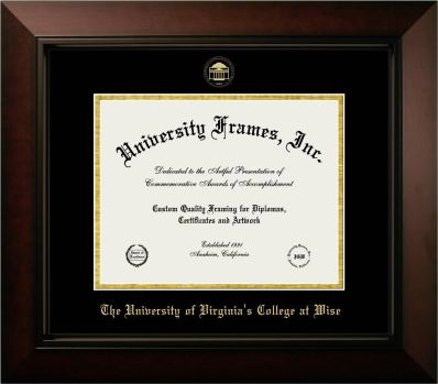 University of Virginia's College at Wise Diploma Frame in Legacy Black Cherry with Black & Gold Mats for document: 8 1/2"h x 11"w  