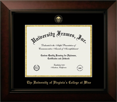 University of Virginia's College at Wise Diploma Frame in Legacy Black Cherry with Black & Gold Mats for DOCUMENT: 8 1/2"H X 11"W  