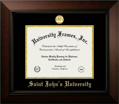 Saint John's University (Minnesota) Diploma Frame in Legacy Black Cherry with Black & Gold Mats for document: 8 1/2"h x 11"w  