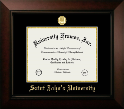 Saint John's University (Minnesota) Diploma Frame in Legacy Black Cherry with Black & Gold Mats for DOCUMENT: 8 1/2"H X 11"W  